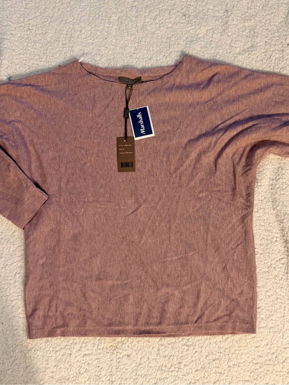 Heather Mauve Quarter Sleeve Knit Top